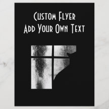 October Showers Black Cat Silhouette At Window BW Flyer Design