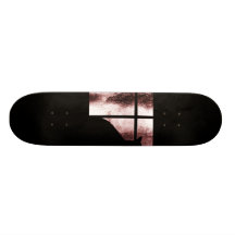 October Showers Cat Silhouette At Window 1 Red Skate Board Decks