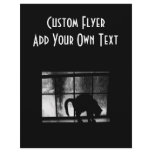 October Showers Cat Silhouette At Window 2 B&W flyers