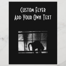 October Showers Cat Silhouette At Window 2 B&W Flyer Design