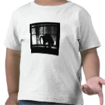 October Showers Cat Silhouette At Window 2 B&W Tshirts