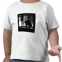 October Showers Cat Silhouette At Window 2 B&W Tshirts