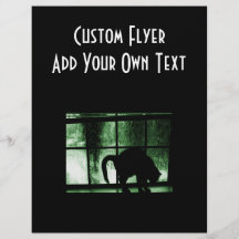 October Showers Cat Silhouette At Window 2 Green Custom Flyer