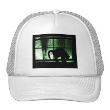 October Showers Cat Silhouette At Window 2 Green Hat