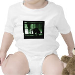 October Showers Cat Silhouette At Window 2 Green Tee Shirt