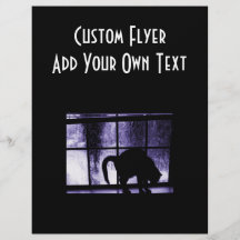 October Showers Cat Silhouette At Window 2 Indigo Custom Flyer