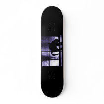 October Showers Cat Silhouette At Window 2 Indigo Custom Skateboard