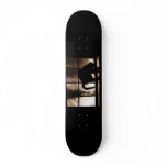 October Showers Cat Silhouette At Window 2 Orange Skate Deck