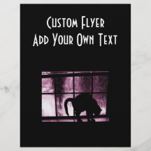 October Showers Cat Silhouette At Window 2 Pink Flyers
