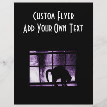 October Showers Cat Silhouette At Window 2 Purple Flyers
