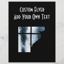 October Showers Cat Silhouette At Window Blue Full Color Flyer