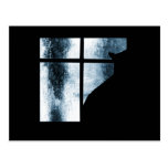 October Showers Cat Silhouette At Window Blue Post Card