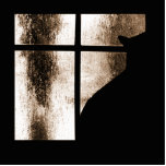 October Showers Cat Silhouette At Window Orange Photo Cutout