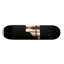 October Showers Cat Silhouette At Window Orange Skateboard