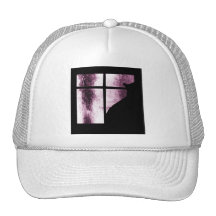 October Showers Cat Silhouette At Window Pink Mesh Hat