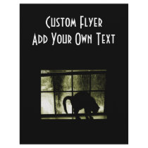 October Showers Cat Silhouette At Window Yellow Flyers