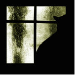 October Showers Cat Silhouette At Window Yellow Photo Sculpture