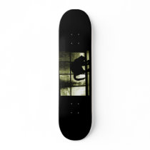 October Showers Cat Silhouette At Window Yellow Skate Board