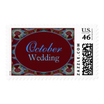 October Turquoise Brown Wedding postage by DonnasGreetingCards October Turquoise Brown Wedding postage