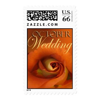 October Wedding golden orange rose Stamps