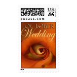 October Wedding golden orange rose Stamps