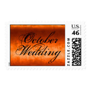 October Wedding Orange And Black Postage stamp