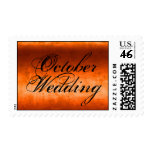 October Wedding Orange And Black Postage