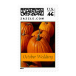 October Wedding Orange Pumpkins Postage
