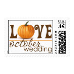 October Wedding Pumpkin Love Postage Stamp