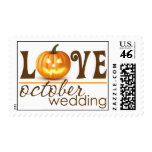 October Wedding Pumpkin Love Postage Stamp