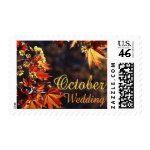 October Wedding stamps with autumn leaves