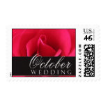October Wedding Stamps with red rose