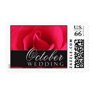 October Wedding Stamps with red rose