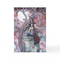 October Winds Halloween Witch Cat Moon Card