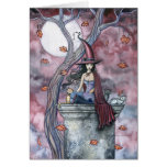 October Winds Halloween Witch Cat Moon Card
