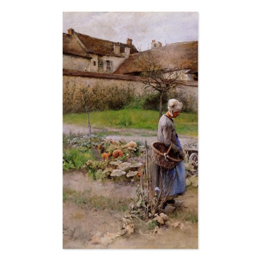 October with Woman in Her Garden Business Card
