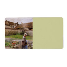 October with Woman in Her Garden Personalized Shipping Label
