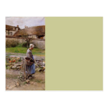 October with Woman in Her Garden Postcards