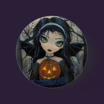 October Woods Vampire Big-Eye Halloween Button buttons