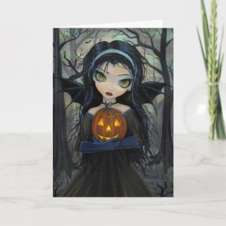 October Woods Vampire Big-Eye Halloween Card card