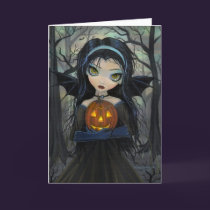 October Woods Vampire Big-Eye Halloween Card cards