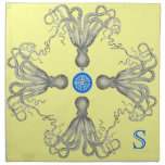 Octopi Monogram - Yellow Cloth Napkins