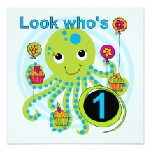 Octopus 1st Birthday T-shirts and Gifts Invites