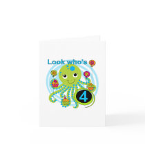 Octopus 4th Birthday T shirts and Gifts Greeting Card