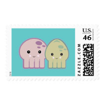 octopus and squid pals postage stamp