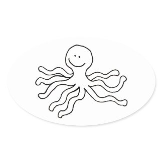 Octopus art fun drawing happy cute logo design sticker