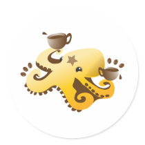 Octopus Barista Round Sticker