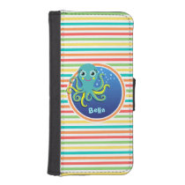 Octopus; Bright Rainbow Stripes Phone Wallet Case at Zazzle