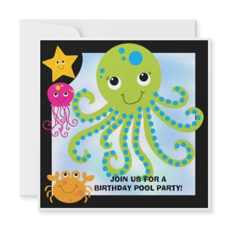 Octopus Customized  Birthday Invitations invitation