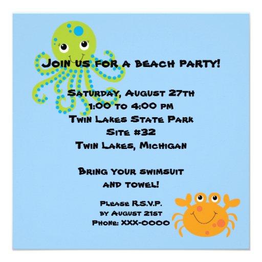 Octopus Customized  Birthday Invitations